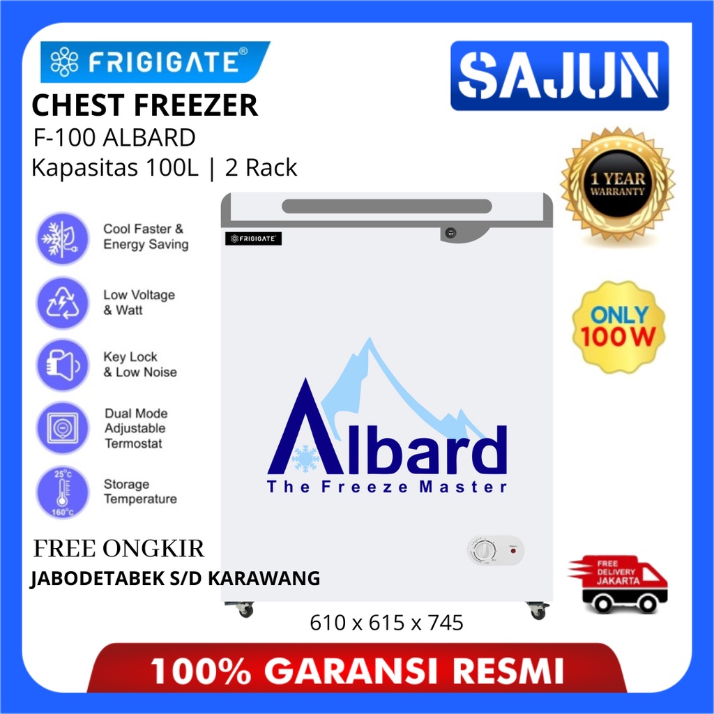 Jual FRIGIGATE ALBARD F100 Chest Freezer 100 Liter F-100 ALBARD Cooler ...