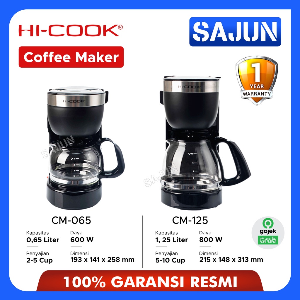 Samono 750ML Coffee Maker Mesin Kopi Multifungsi 2 in 1 Anti Bocor 600Watt Low  Watt Bahan Plastik SW-CMB06B Black