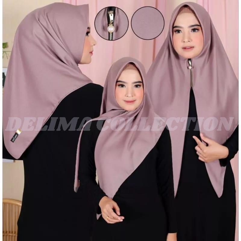 TERBARU!! Hijab Segiempat Glowing Zipper Mewah Ansania Glamour Bahan Tebal