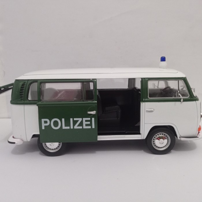 Welly 22472GP – Auto In Miniatura 1/24 1972 VW Bus T2 Polizia, Modello Da Collezione In Metallo