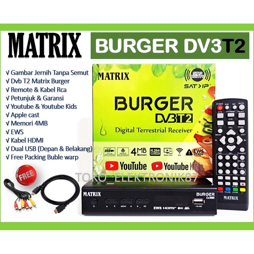 Jual Premium.. Set Top Box Matrix BURGER DV3 T2 Setopbox Tv Digital