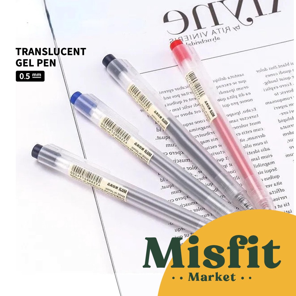 Jual MUJI Style Translucent Gel Pen Pulpen Ballpoint 0.5 Mm | Shopee ...