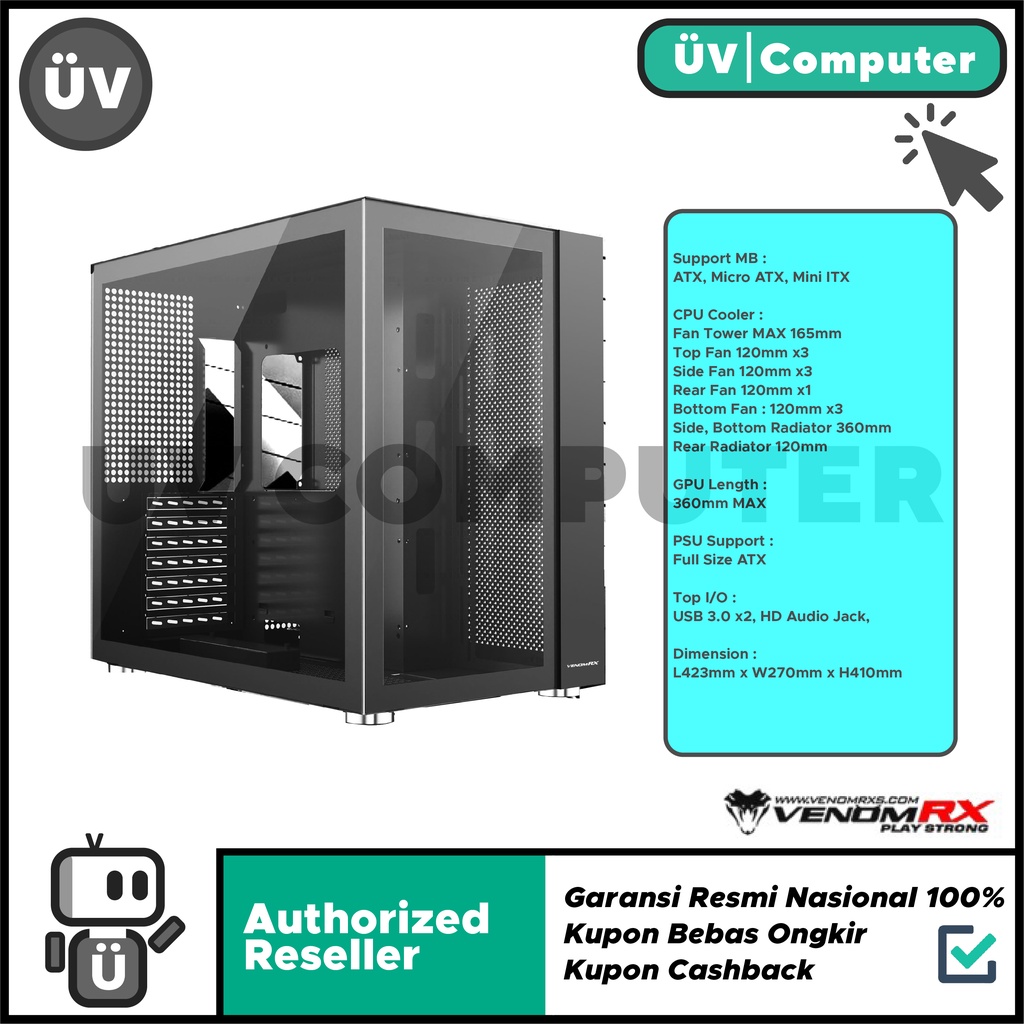 Jual Casing PC Komputer VenomRX Daemon Black Mid Tower ATX Case ...