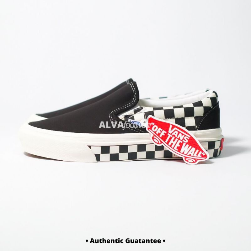 Jual Vans Slip On Checkerboard Sidewall Black White Original Shopee