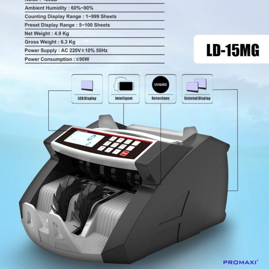 Jual Mesin Hitung Uang Promaxi Ld 15 Mg And Display Ext Money Counter 15mg Shopee Indonesia