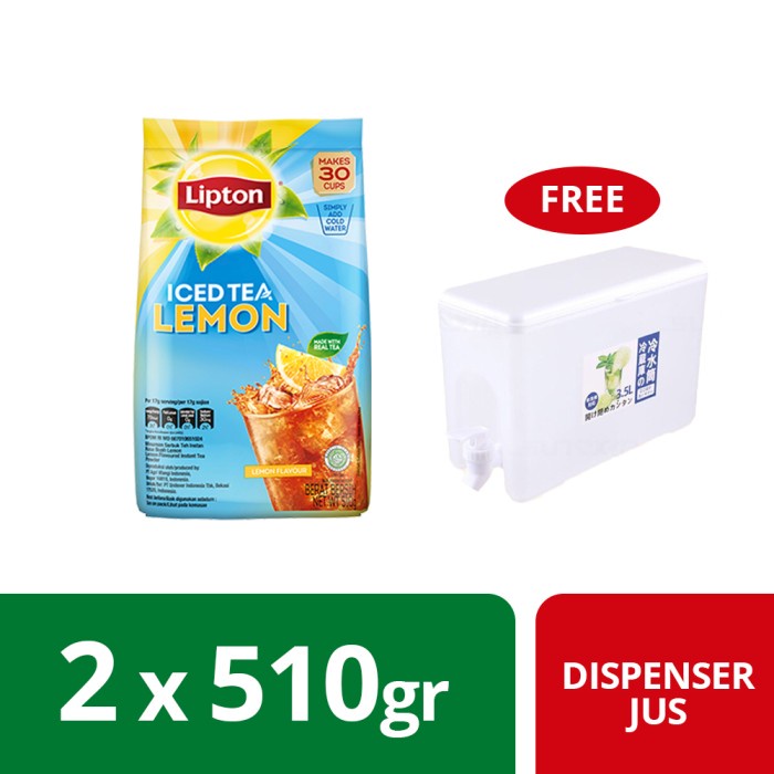 Jual Lipton Ice Tea Mix Lemon 510gr Twin Pack Free Dispenser Jus