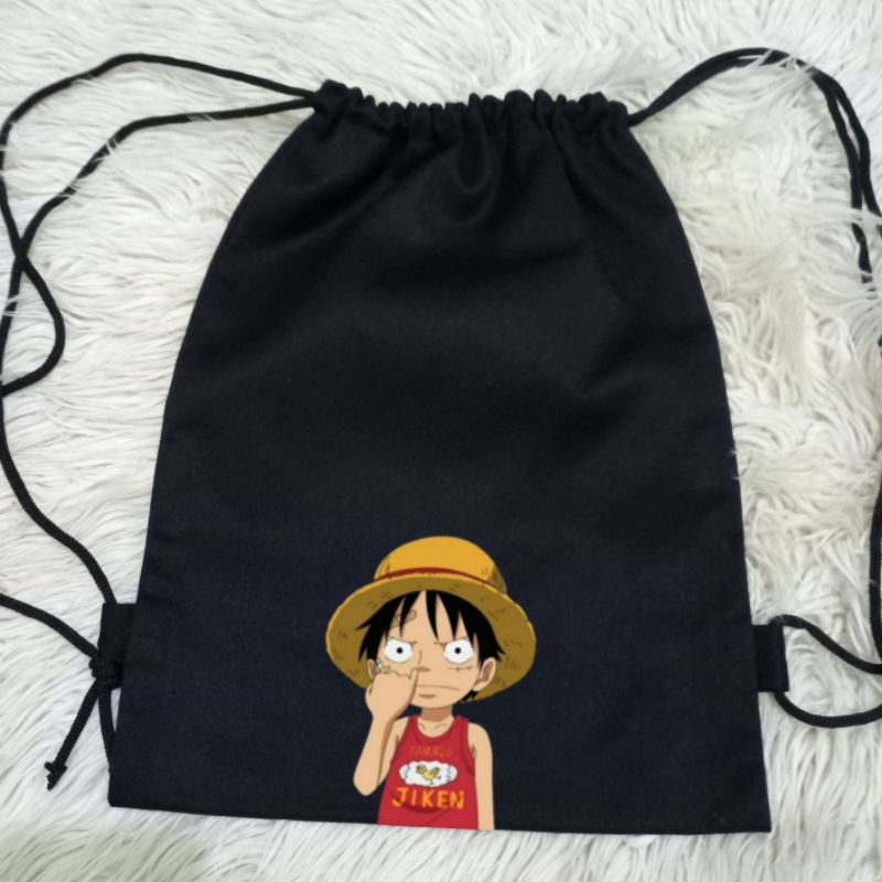 Jual Tas Serut Kanvas Premium One Piece Luffy String Bag Anime Luffy