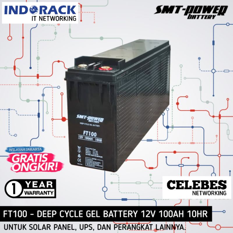 Jual Ft100 Front Terminal Battery 12v 100ah 10hr Aki Solar Panel Deep Cycle Gel Shopee Indonesia 2092