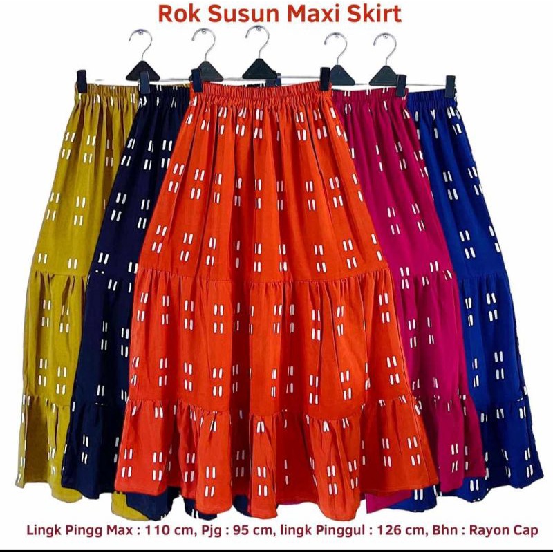 Jual ROK RUFFLE MAXI SKIRT ROK BATIK PANJANG ROK SUSUN BAHAN RAYON ...