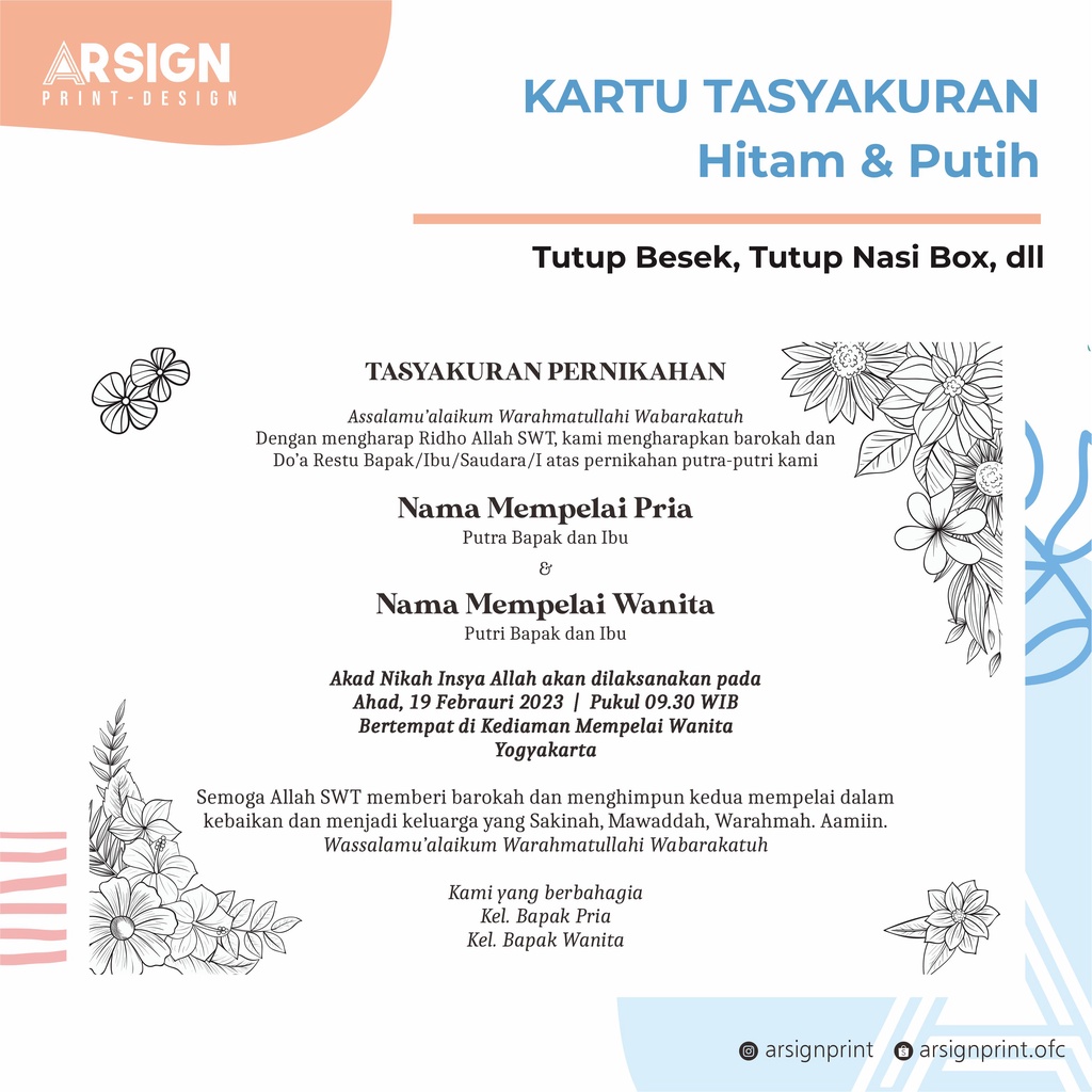 Jual tasyakuran pernikahan tutup besek | nasi box | kartu ucapan