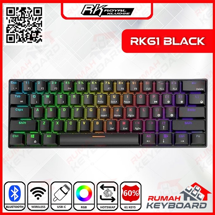 Jual MECHANICAL KEYBOARD - ROYAL KLUDGE - RK61 - 3 MODE - RGB - BLACK ...