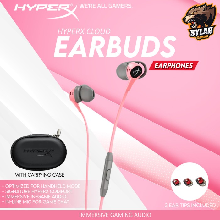 HyperX Cloud Earbuds Pink Gaming Earphone With Microphone
