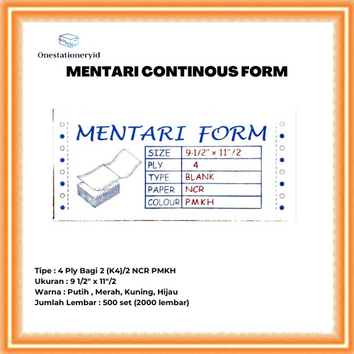Jual KERTAS CONTINUOUS/CONTINOUS FORM 4 PLY BAGI 2, 4 RANGKAP K4/2 NCR ...