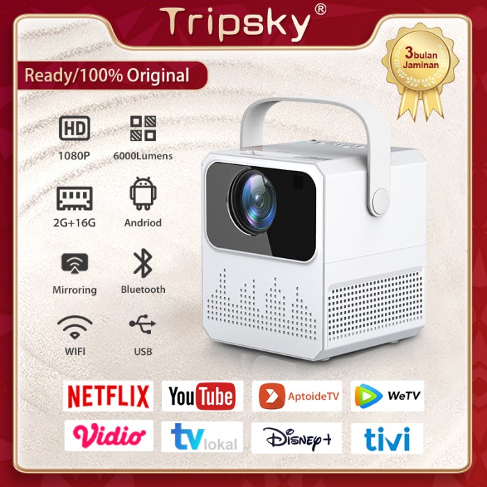 Jual Smart Proyektor Android WIFI Mirroring HP Projector 120ANSI 6000 ...