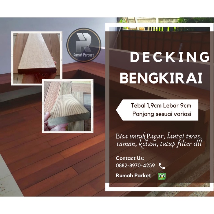 Jual Lantai Kayu Decking Papan Bengkirai Bangkirai Bengkiray Shopee