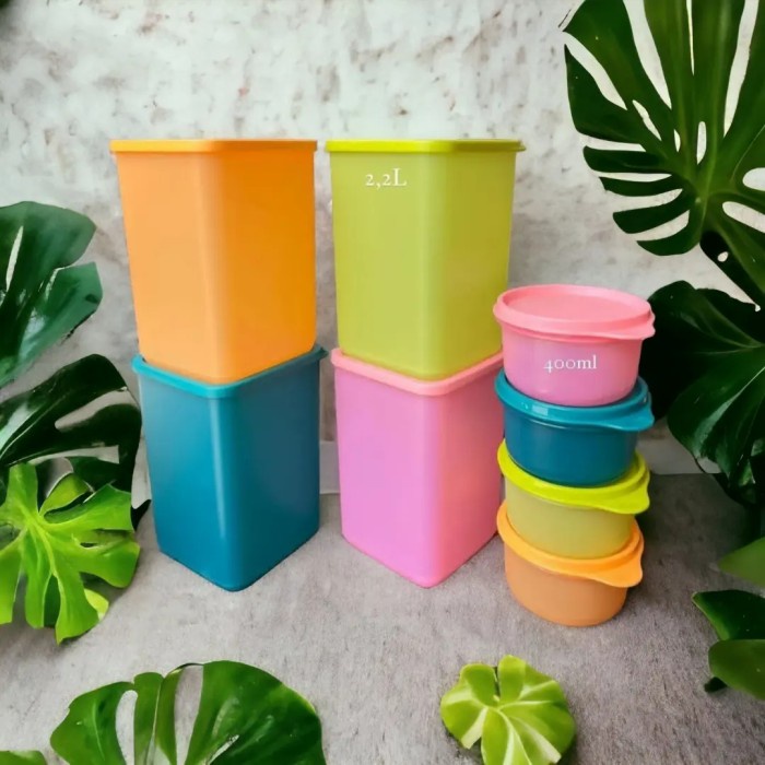 Jual Octanita_Id- Toples Makanan Kue Snack Tall Square Round Tupperware ...