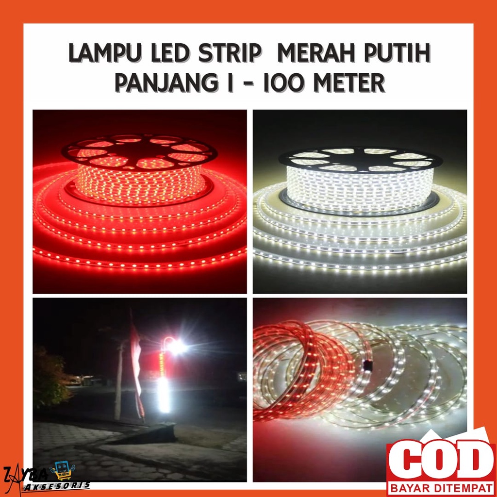 Jual Lampu Merah Putih Led Strip Selang Smd Ac V Meteran Lampu