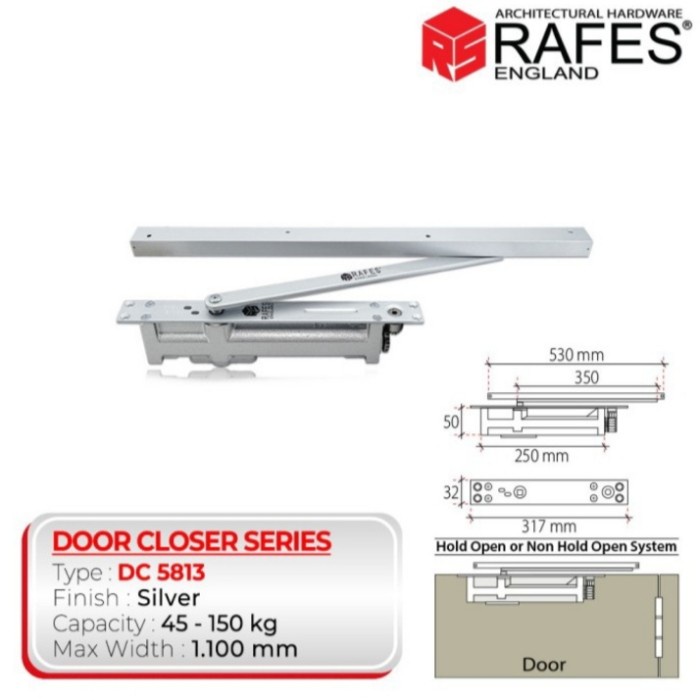 Jual Terlaris Door Closer Tanam / Concealed Rafes Heavy Duty Max 250Kg ...