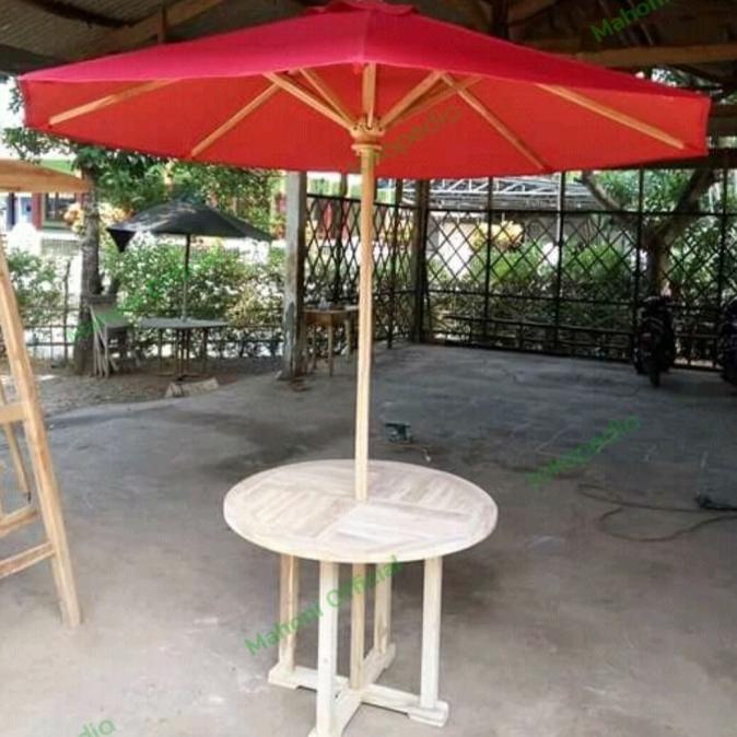 Jual Meja Payung Taman Jati Outdoor Tanpa Kursi Shopee Indonesia