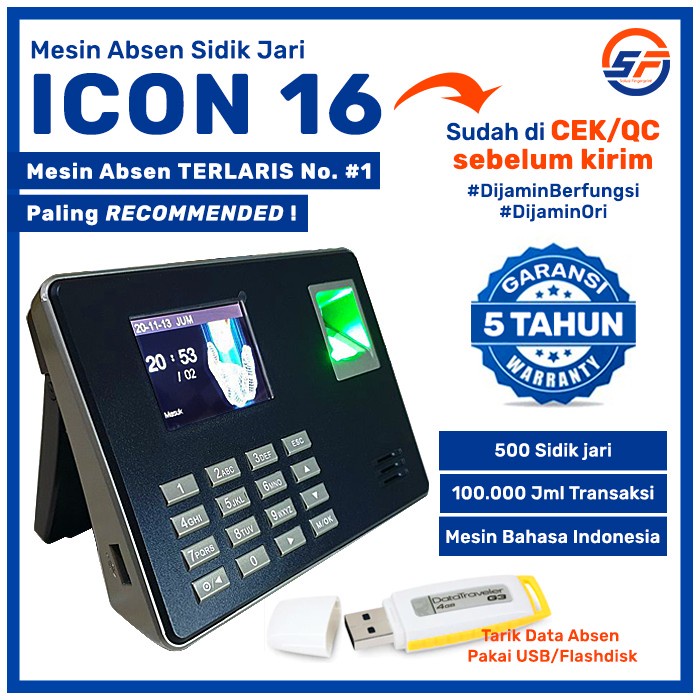 Jual BEST QUALTY MESIN ABSEN ICON 16 Mesin Absen Sidik Jari seperti ...