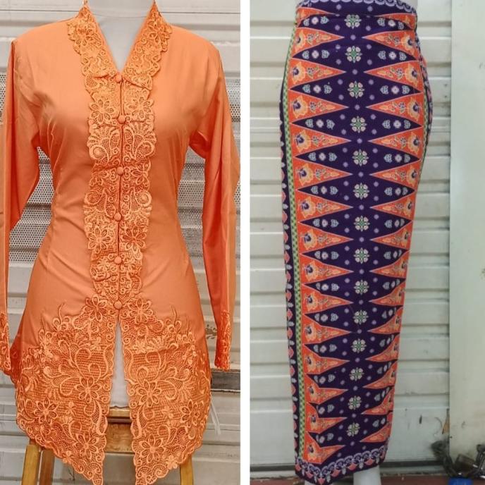 Jual Ready Set Kebaya Encim Dewasa Bordir Polos Seragam Kerja Kebaya Atasan Encim Original