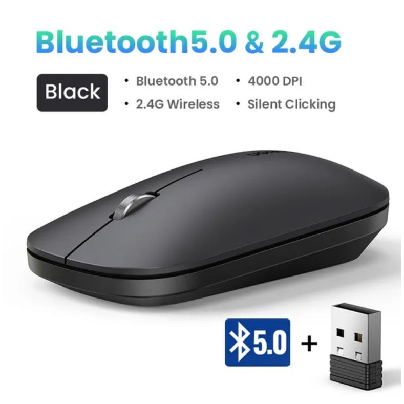 HP 300 Mouse Wireless Dual Mode 2.4GHz E Bluetooth - Sensore Ottico 1200-3600 DPI, Collegamento A 2 PC, Batteria 15 Mesi, Argento