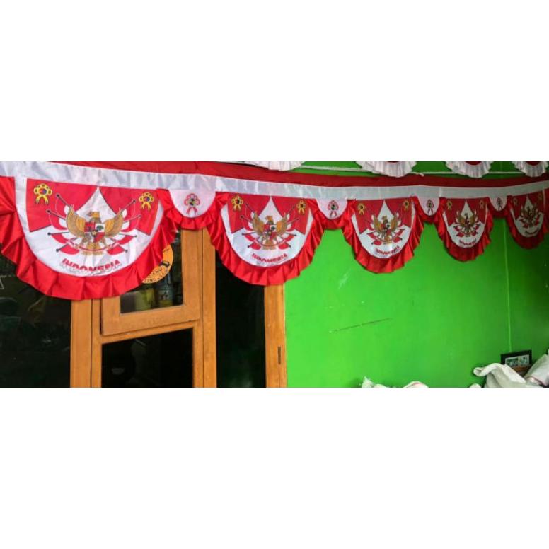 Jual New Backdrop Bendera Merah Putih Umbul Umbul Garuda Gelombang Dekorasi Agustusan