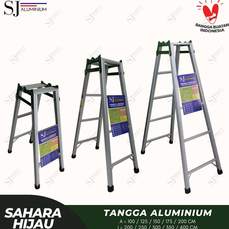 Jual [PROMO 8BST] Tangga Lipat Aluminium Sahara Hijau Jumbo Ladder