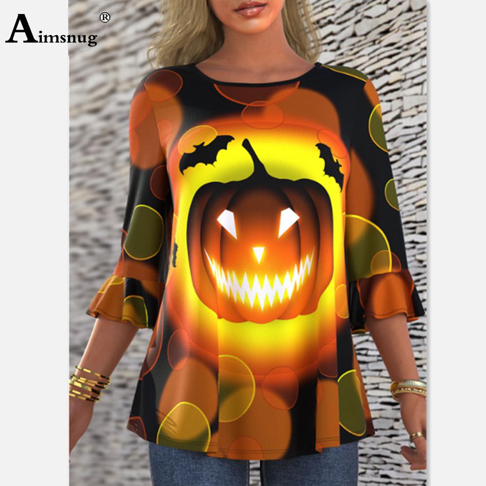 Jual Long Sleeve Women Fashion Tops Autumn 2021 Halloween 3D Print