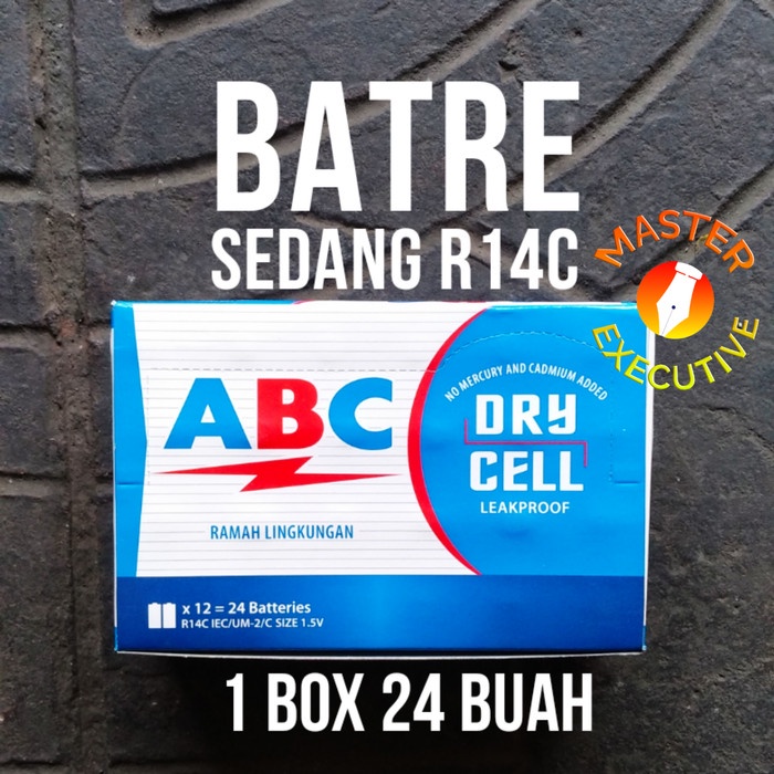 Jual Ready (Dus) ABC Batre Sedang R14 1.5V Dry Cell / Baterai R14C IEC ...