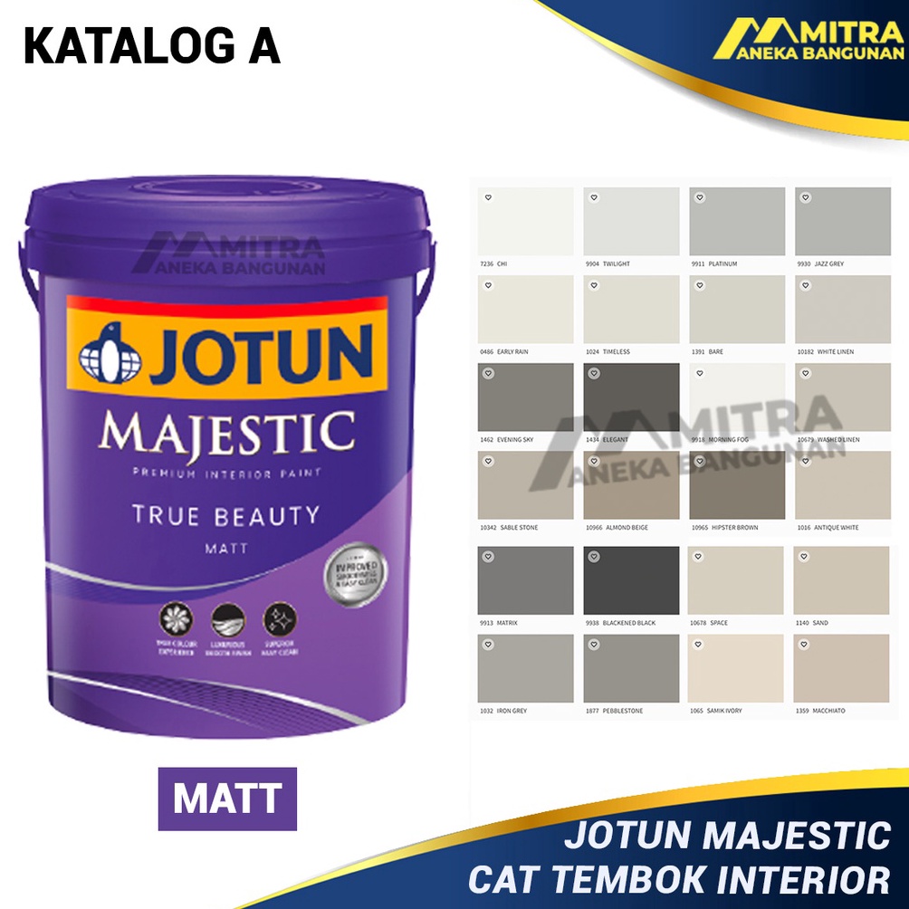 Jual Ready Stok Cat Tembok Interior Jotun Majestic True Beauty Matt 25 Liter Katalog A 7208