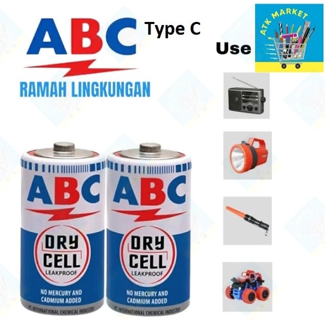 Jual (SET2) Battery / Baterai ABC Biru Sedang Tipe C / R14C | Shopee ...