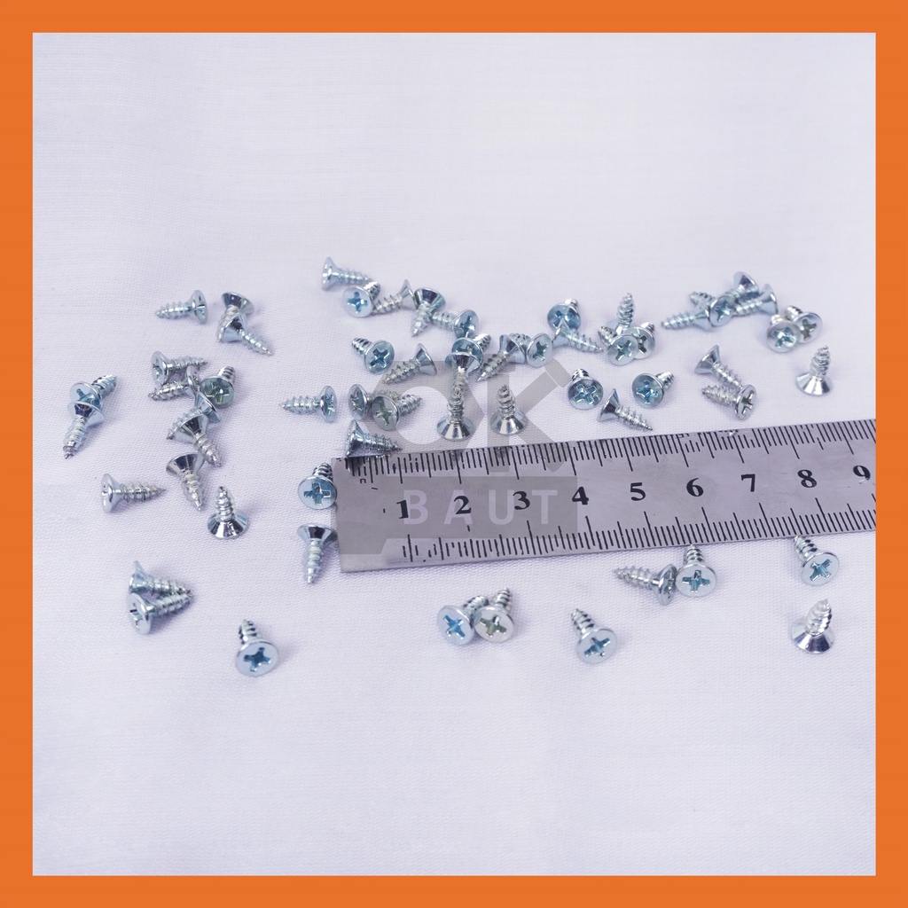 Jual Tapping screw JF 6x3/8 Sekrup Tapping FH Skrup Kepala Rata (Isi ...
