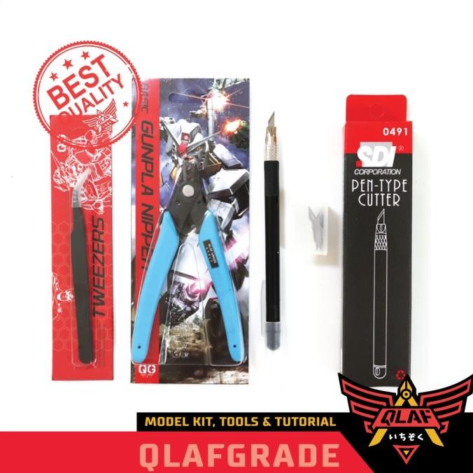 Jual Gunpla Tool Set A ( Pinset / Tweezer , Nipper , Pen Cutter