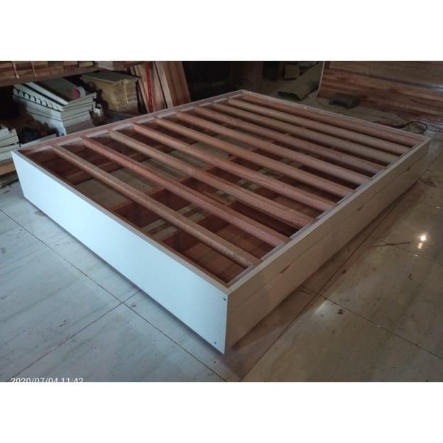 Jual Dipan divan ranjang kayu pake laci tanpa rak putih | Shopee Indonesia