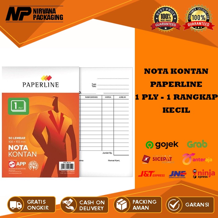 Jual NOTA KONTAN KECIL 1 PLY 1PLY PAPERLINE 1 RANGKAP / K1 PPL | Shopee ...