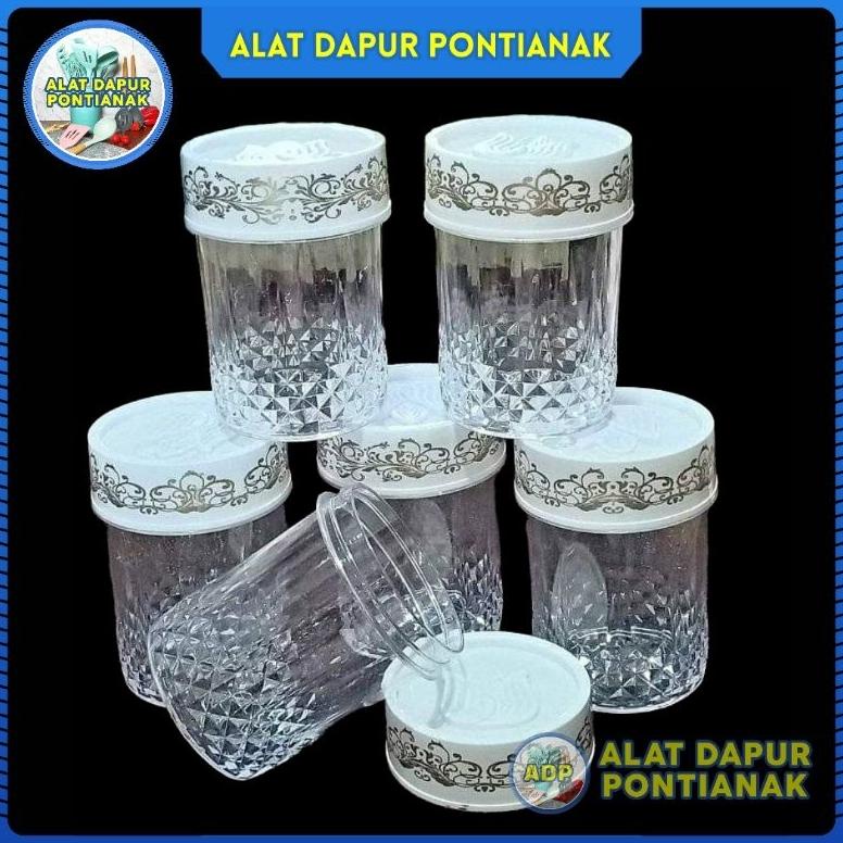 Jual Set 6pcs Toples 1kg Pyrex Lilia Akrilik Acrylic Bening Toples Mewah Elegan Kue Candy Cantik 8598