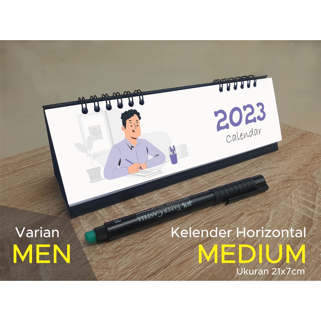 Jual Kalender duduk 2023 Horizontal Ukuran Mini, Medium dan Besar Untuk