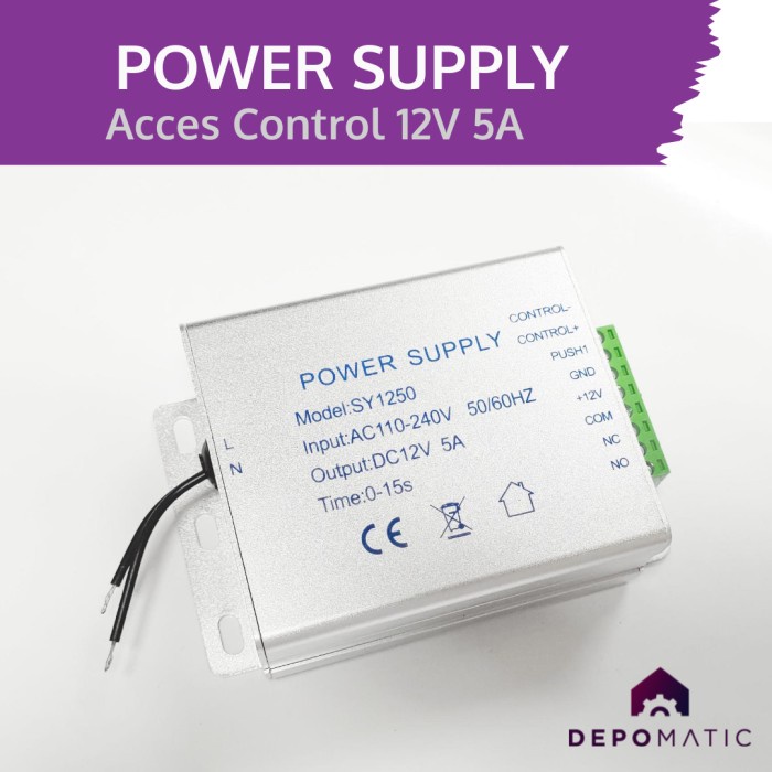 Jual PREMIUM POWER SUPPLY ADAPTOR TRAFO DOOR ACCESS CONTROL 12V 5A EM ...