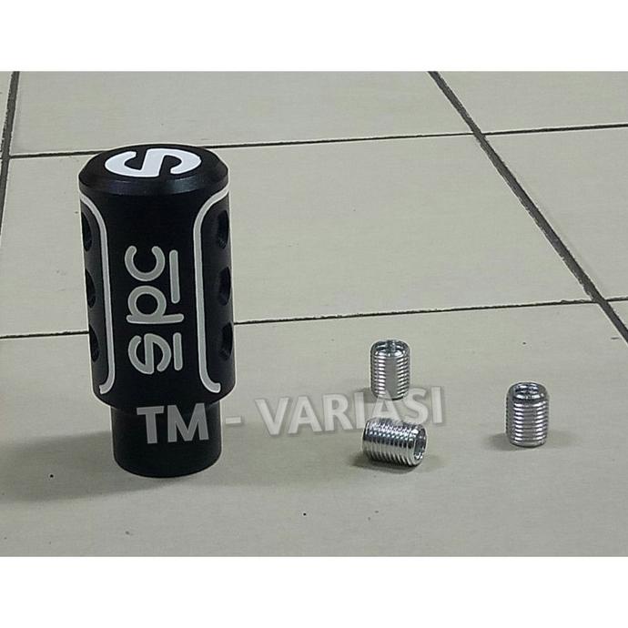 Jual Gear Shift Knob Racing Besi Ulir Hitam Bulat Baris Garis Logo