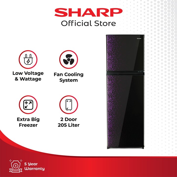 Sharp Kulkas 2 Pintu SJ-236MG-GB SHINE Magneglas Series 187L