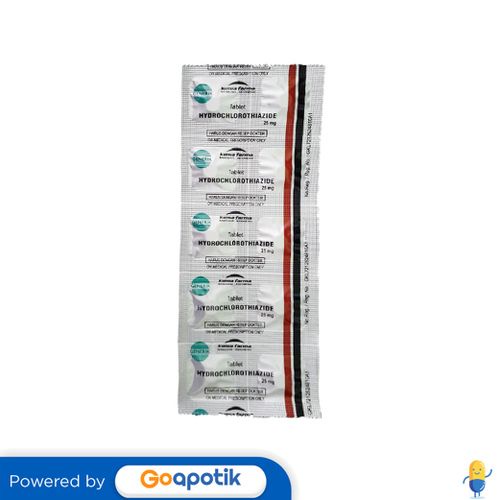 Jual HYDROCHLOROTHIAZIDE KIMIA FARMA 25 MG STRIP 10 TABLET | Shopee ...