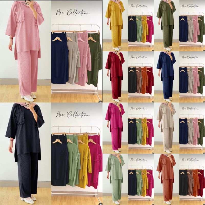 Jual 4 UKURAN L XL XXL XXXL SET SETELAN RAJUT WANITA POLOS CASUAL ...