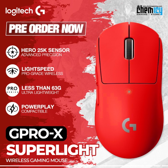 Jual Logitech G Pro X Superlight Red Edition Wireless Gaming Mouse ...