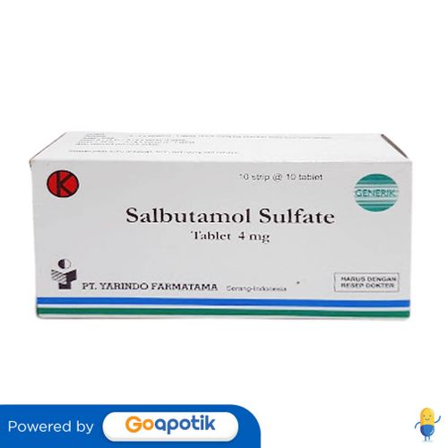 Jual SALBUTAMOL SULFATE YARINDO 4 MG BOX 100 TABLET | Shopee Indonesia