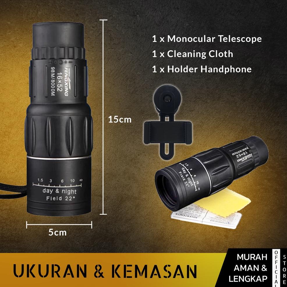 Jual Populer Teleskop Lensa Zoom Hp Monocular 16*52 40Mm Focus Jarak
