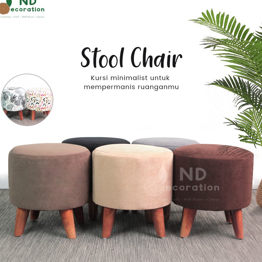 Jual Kursi Stool Stool Kanvas Motif Daun Sofa Stool Stool Bulat Sofa Kecil Stool Sofa