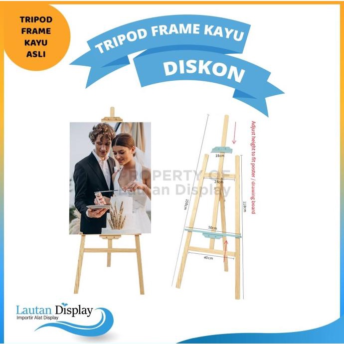 Jual Standing Frame Kayu Tripod Frame Kayu Jati Stand Bingkai Foto Kayu ...
