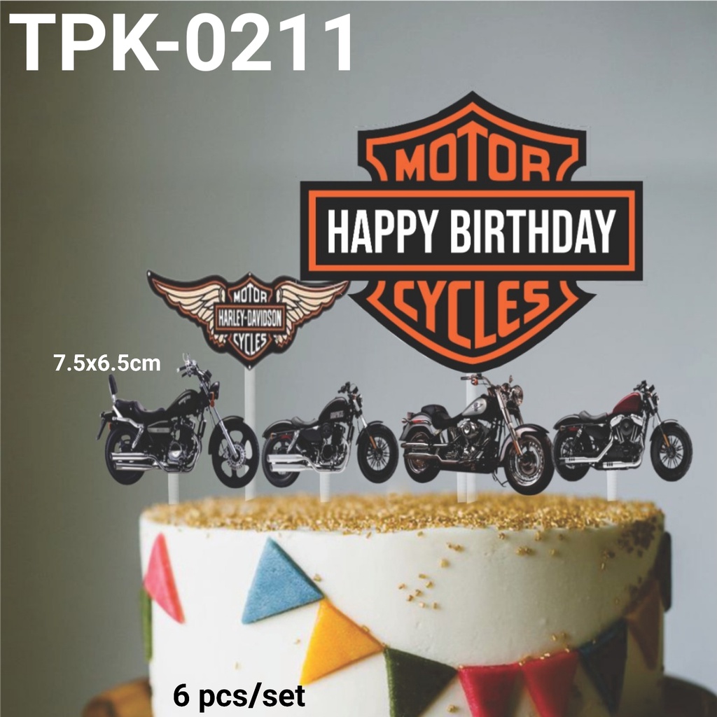 Jual TPK-0211 Topper kertas hiasan kue cake topper motor harley ...
