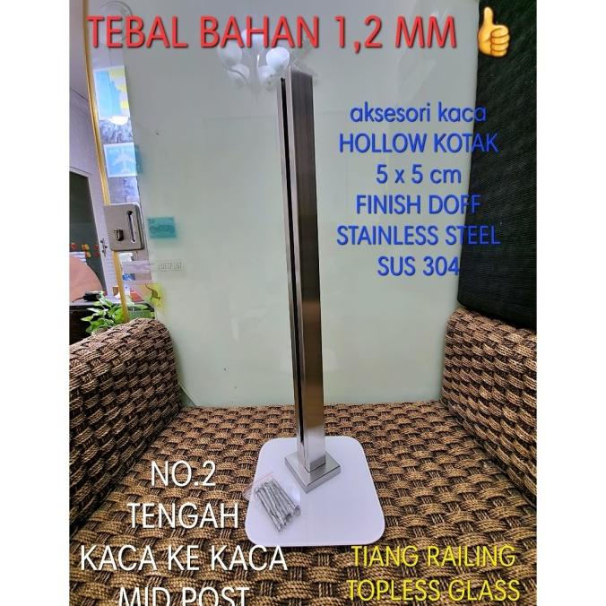 Jual Tiang Railing Kaca Tengah Topless Glass Stainless Steel 304 Doff No2 Shopee 0078